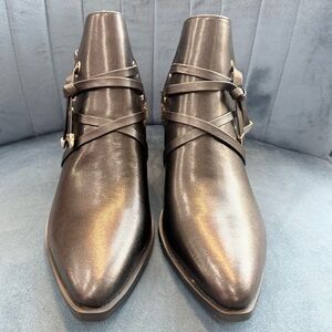 Belle & Bloom Black Strappy Ankle Boots – Size 8 (NWT, Retail $199.95)